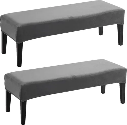 Vista 14 de Fundas de banco de comedor de jacquard tapizado de elastano elástico, funda de banco de alta elasticidad, protectores de banco extraíbles y lavables