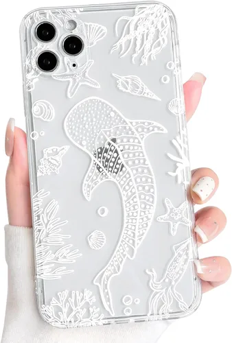Vista 8 de NITITOP Funda para iPhone 13 Clear Sea Animal - Pez negro Pescado Negro