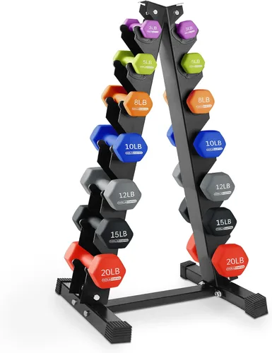 Vista 14 de HolaHatha 1, 2 and 3 lb Neoprene Dumbbell Strength Training Weight Set with Rack