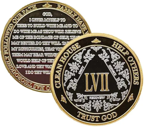 Vista 10 de Silver & Gold - Medallón de Alcohólicos Anónimos de 1 a 60 años (10 años (X)) Cápsula AA incluida