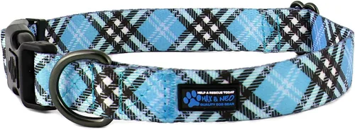 Vista 4 de Max and Neo NEO - Collar reflectante con hebilla de nailon para perro, donamos un collar a un rescate de perros por cada collar vendido (XS, negro)