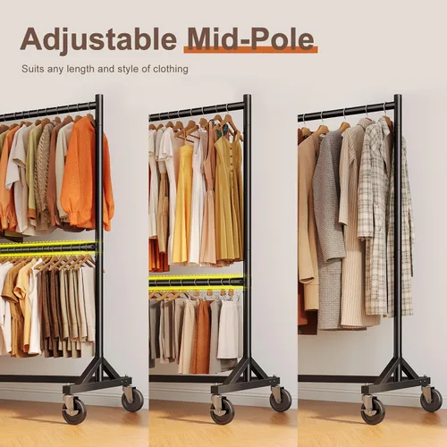 Vista 4 de HOKEEPER Perchero Z con capacidad para 610 libras, resistente perchero de ropa comercial para colgar ropa con ruedas, estante Z portátil