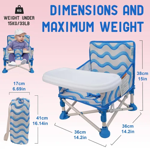 Vista 8 de Tiny Marvels Silla de bebé portátil 3 en 1, asiento elevador acogedor, silla de bebé con bandeja, plegable compacta, silla para niños pequeños