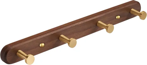 Vista 15 de Perchero montado en la pared, perchero colgante de entrada, riel para abrigos de metal y madera con 3 ganchos rústicos para abrigo, bufanda, bolsa
