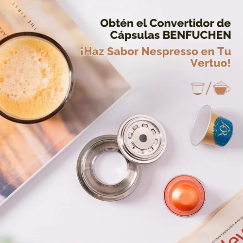 Vista 8 de Adaptador de cápsulas de café reutilizable compatible con Nespresso Vertuo, ENV135 y VertuoLine GCA1, convertidor de cápsulas de café de acero