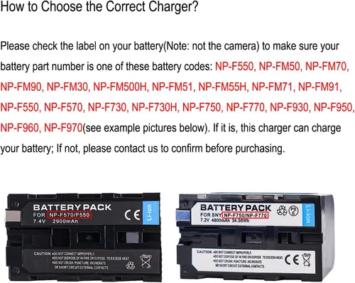 Vista 2 de Cargador de batería NP-F550 para Sony NP-FM50, FM70, FM90, FM30, FM500H, FM51, FM55H, FM71, FM91, F550, F570, F730, F730H, F750, F770, F930, F950