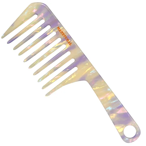Vista 20 de D1 Peine de mango de dientes anchos para cabello rizado Eleva, conserva el rizo, suaviza el cabello. Peine de acetato (morado brillante)