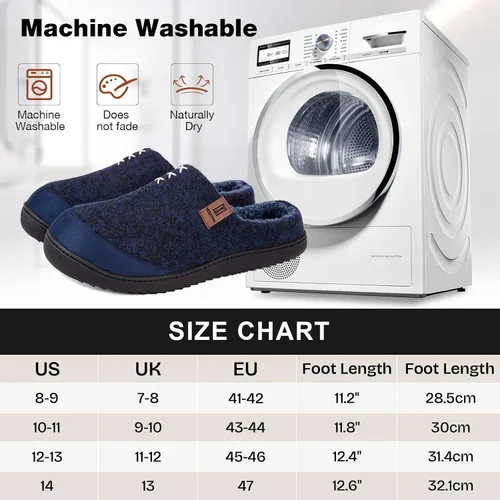 Vista 6 de MERRIMAC Pantuflas de espuma viscoelástica de punto para hombre, cómodas, con forro de sherpa