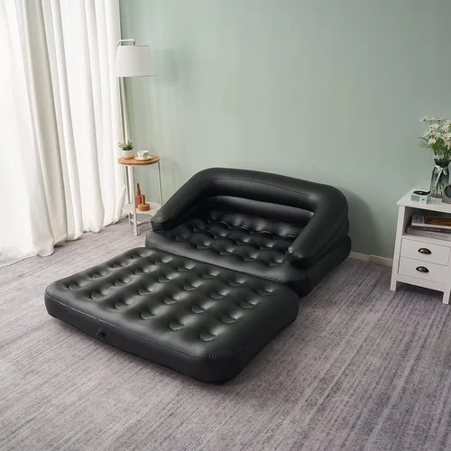 Vista 2 de Sofá cama inflable, sofá inflable para camping, impermeable, negro