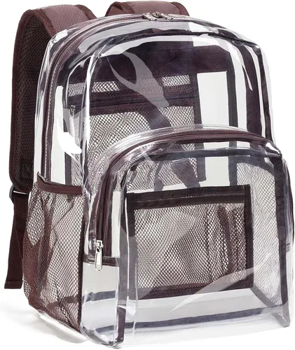 Vista 14 de Vorspack Mochila Transparente Resistente - Gran Mochila Transparente para Libros, Mochila Transparente para Trabajo Universitario, Negro, Grande