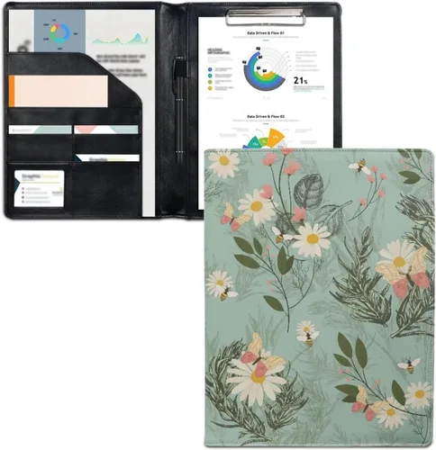 Vista 7 de Flashideas Organizador de padfolio de flores azules y rosadas, carpeta de negocios, carpeta de negocios, organizador de documentos para entrevista