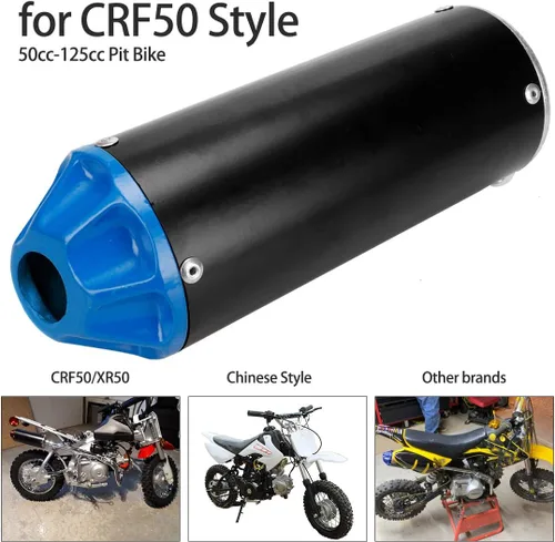 Vista 5 de FVRITO Kit de montaje de tubo silenciador de escape de alto rendimiento para CRF50 XR50 70cc 110cc 125cc Taotao DB14 DB10 SSR SR110 Rocketa xpro Azul