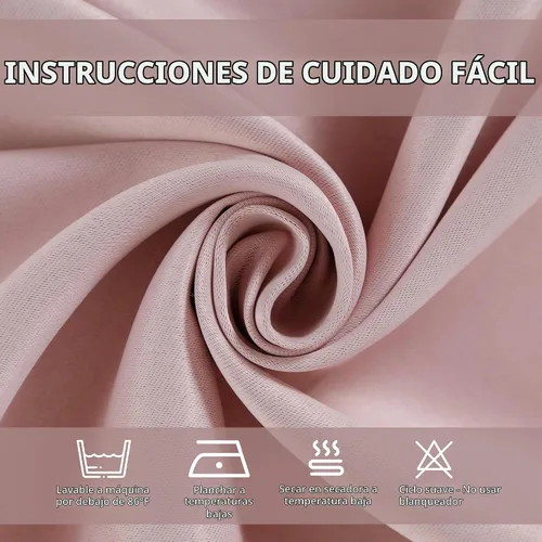 Vista 6 de naturetalk Cortinas opacas del 90% al 95% con transparente aplastado, juego de 2 paneles de cortina, ojales plateados antiguos, rosa bebé, 52