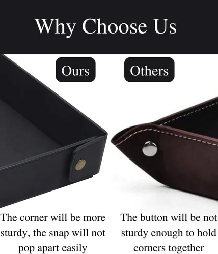 Vista 3 de CASIRENA Bandeja organizadora de cuero sintético para regalo del día del padre para hombres, bandeja para llaves de mesa de entrada, cartera, reloj