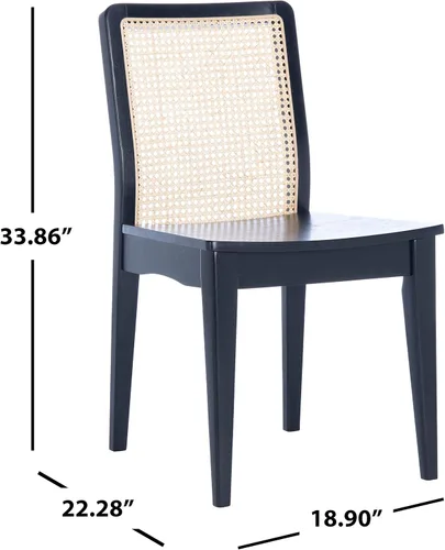 Vista 3 de Safavieh Home Collection Benicio DCH1005C-SET2 Silla de comedor de ratán negro/natural (juego de 2)