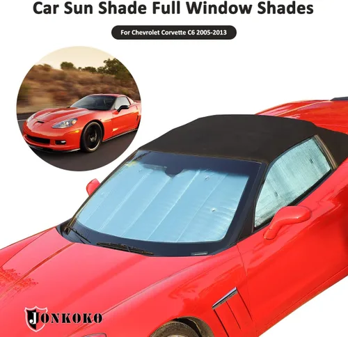 Vista 5 de Parasol para parabrisas de automóvil, parasol completo para Chevrolet Corvette C6 2005-2013, protector de visera contra rayos UV