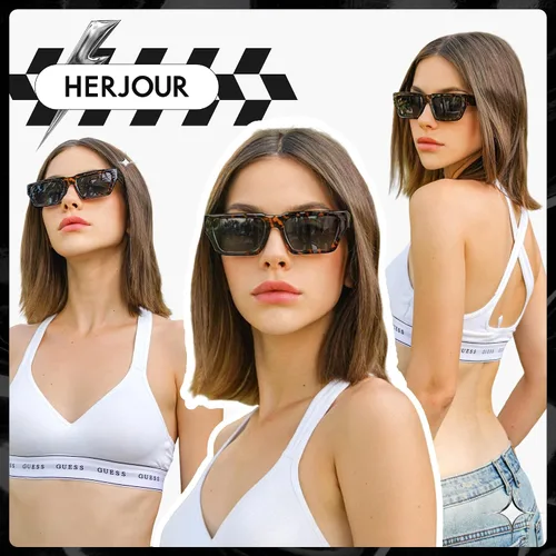 Vista 4 de Allarallvr Gafas de sol cuadradas retro para mujeres y hombres, montura rectangular, gafas de sol unisex AR82108