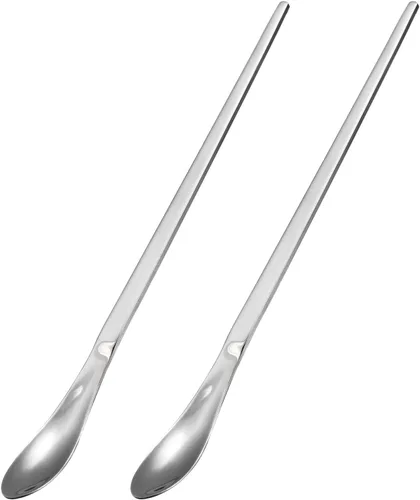Vista 13 de uxcell Juego de 2 cucharas de mango largo, cucharas de acero inoxidable de 10 pulgadas, cucharas de café para mezclar, bebidas, café (azul dorado)