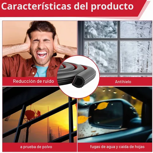 Vista 5 de Pangda Tira de sellado de 4 m en forma de D de goma para clima, espuma autoadhesiva, tira de sello de EPDM para reducción de ruido, impermeable y a