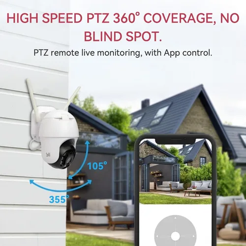 Vista 2 de YI - Cámara de seguridad para exteriores 2K con visión nocturna a