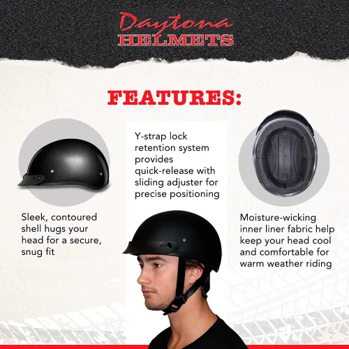Vista 7 de Casco de Motocicleta Medio Casco - Ligeros y Elegantes, Aprobados por el Departamento de Transporte (DOT) para Adultos - Perfectos para Hombres