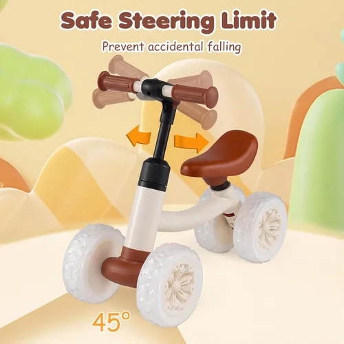 Vista 2 de Baby Walker Bike de 1 año con 4 ruedas luminosas blancas