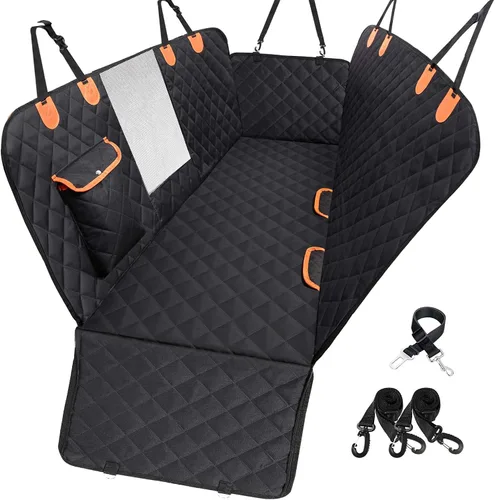 Vista 9 de Funda de asiento de automóvil para perro, funda de asiento trasero, compatible con reposabrazos, 100% impermeable y antideslizante, protector