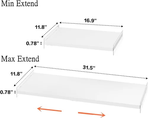 Vista 3 de Slideep Estante extensible de tensión de armario, sistema organizador de estantes de armario ajustable de metal con adhesivo fuerte sin costuras