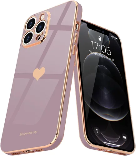 Vista 12 de Teageo Funda para iPhone 12 Pro para mujeres y niñas, diseño de corazón de amor, cubierta trasera suave, protección completa de la cámara, Negro