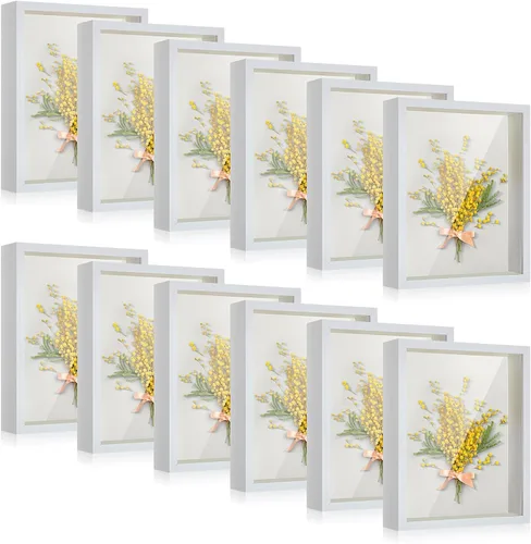 Vista 9 de Tuanse 12 Piezas Caja de Sombra a Granel Estuche de Exhibición Caja de Sombra de Plástico Marco de Fotos para Fotos Flores Ramos de Boda Memorial