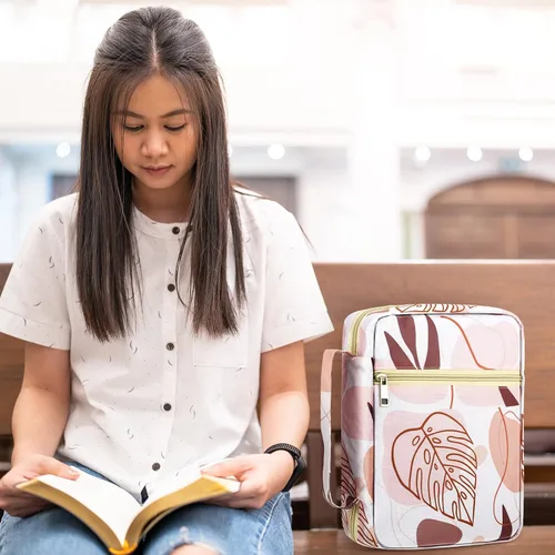 Vista 7 de Laumoi Funda para la Biblia para mujer, funda de Biblia floral de 10 pulgadas, bolsa protectora portátil para suministros de estudio bíblico, Varios