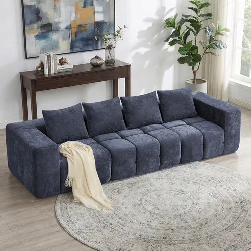 Vista 34 de Sofá de dos plazas seccional modular sin armazón de 78.7 pulgadas, sofá nube capitoné con asiento profundo, sofá de chenilla para sala de estar