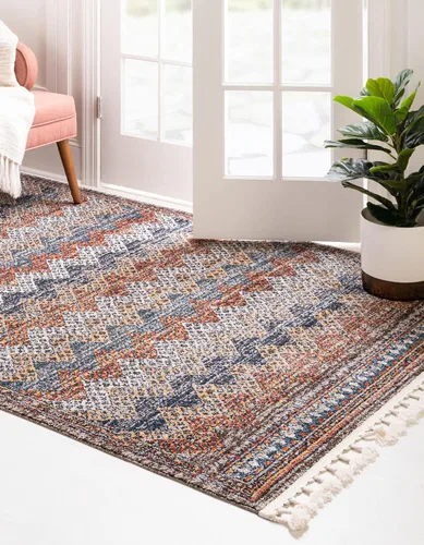 Vista 4 de Unique Loom Colección Aramis - Alfombra Stella (rectangular 2' 0" x 3' 1", Multi/Azul)
