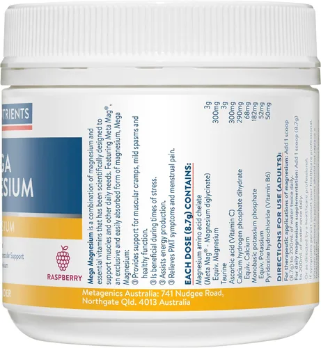 Vista 4 de Ethical Nutrients MEGAZORB Mega Magnesio Polvo Frambuesa 7.05 oz