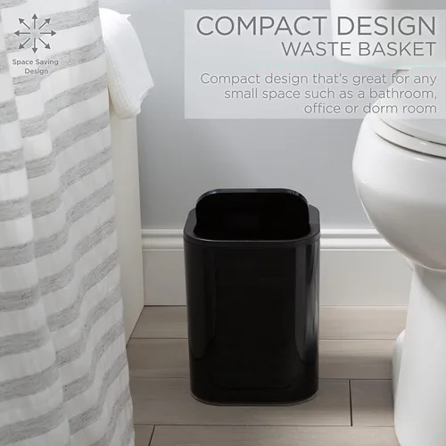 Vista 4 de Bath Bliss Paquete de 2 cubos de basura acrílicos de 8 L Dimensiones: 7.5 x 7.5 x 10 pulgadas Blanco Contemporáneo Tapa oscilante 8 litros