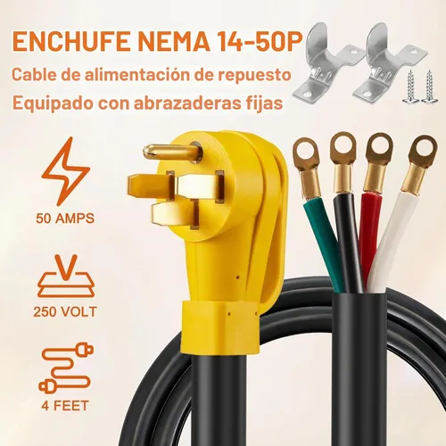Vista 2 de Cable de alimentación de rango NEMA 14-50 resistente, STW 6AWG/4C