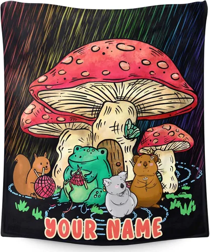 Vista 11 de Manta pequeña de marihuana de marihuana de hongos, 50 x 40 pulgadas, para mujeres y hombres, manta de felpa suave para cama, sofá, manta negra