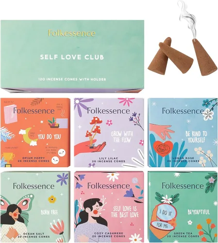 Vista 10 de Folkulture Conos de Incienso Perfumados Juego de 6 (120 Conos) con Porta Conos de Incienso Incienso de Lavanda, Palo Santo, Incienso de Sándalo