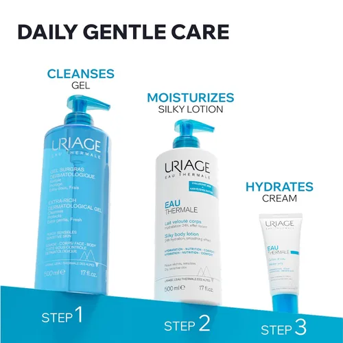 Vista 6 de Uriage Extra-rich Dermatological Face & Body Wash for Sensitive Skin, Preserves the Hydrolipidic Film of the Skin, Fresh Foaming Body Cleanser