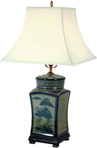 Vista 9 de Red Lantern Lámpara de porcelana de paisaje azul de 26