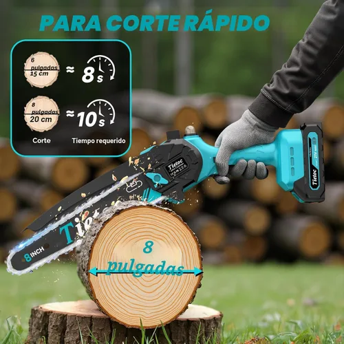 Vista 7 de Mini motosierra inalámbrica, portátil de 8 y 6 pulgadas, motosierra eléctrica portátil a batería, con 2 baterías y aceite automático, regalos