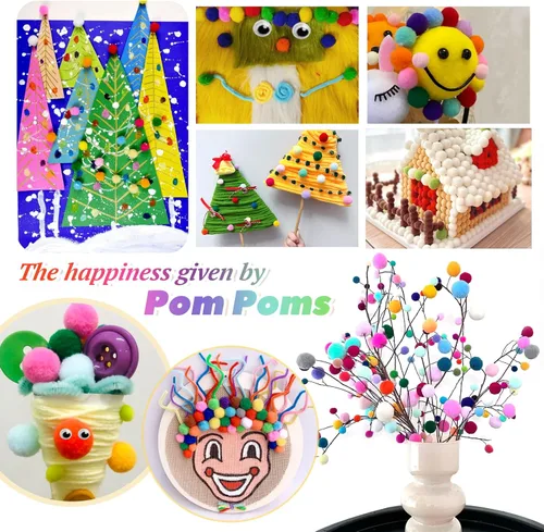 Vista 4 de TOAOB - 570 pompones para manualidades, tamaño pequeño, 0.4 in, multicolor