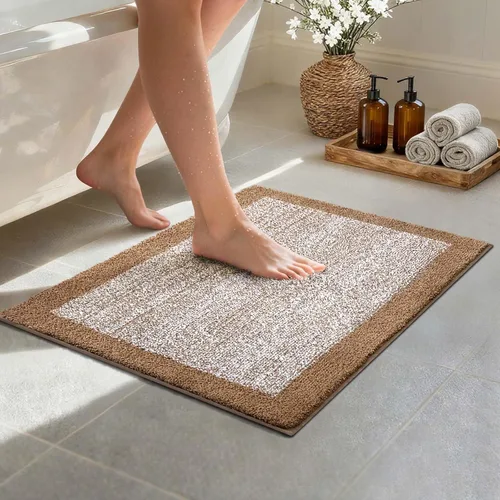 Vista 40 de Alfombras de baño de 17 x 24 pulgadas, antideslizantes, lavables, color gris, para bañera, tapete de baño para baño, tapete suave y absorbente