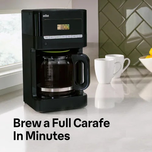 Vista 2 de Braun Brew Sense Cafetera de goteo de 12 tazas - Pausa y vierte a mitad de preparación, cafetera programable con temporizador y reloj de 24 horas