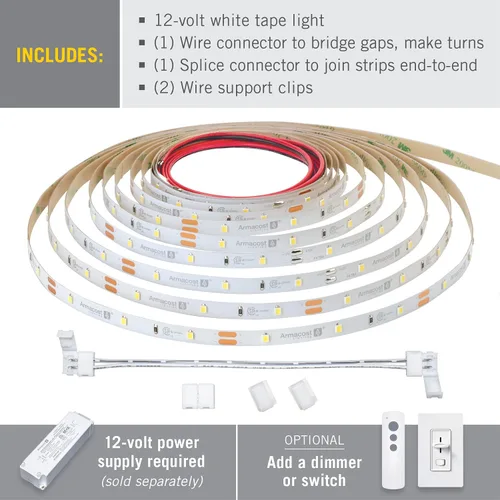 Vista 2 de Armacost Lighting RibbonFlex Home 131232 - Tira de luz LED blanca de 12 V, 30 LED/m 2700K, 16 pies (16.4 ft)
