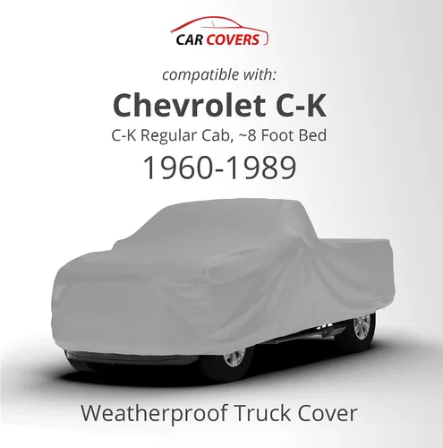 Vista 2 de CarCovers - Funda resistente a la intemperie para camión, compatible con Chevrolet 1960-1989 C-K Regular Cab, ~ 8 pies, cubierta para exteriores