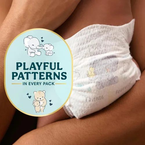 Vista 12 de Pampers Pañales Swaddlers, talla 4 (15-34 libras), 150 unidades, sin fragancia, hipoalergénicos, absorbentes, recomendados por pediatras, seguros