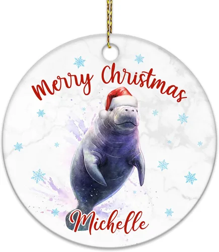 Vista 16 de Hyturtle Adorno de Navidad personalizado para los amantes de los ajolotes – Adorno de cerámica con nombre personalizado de Feliz Navidad – Lindo