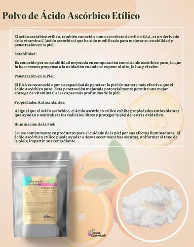 Vista 9 de Polvo de ácido ascórbico etílico y derivado estable de vitamina C que ayuda a absorber la vitamina C para la piel, mejorar el brillo de la piel