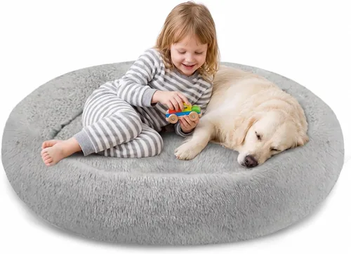 Vista 19 de SAVFOX Camas de felpa calmantes para perros, cama de perro dona para perros pequeños, medianos, grandes y extragrandes, cama cómoda para perros